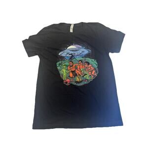 Alien Abduction Caveman Graphic T Shirt Black Bella Canvas Medium M